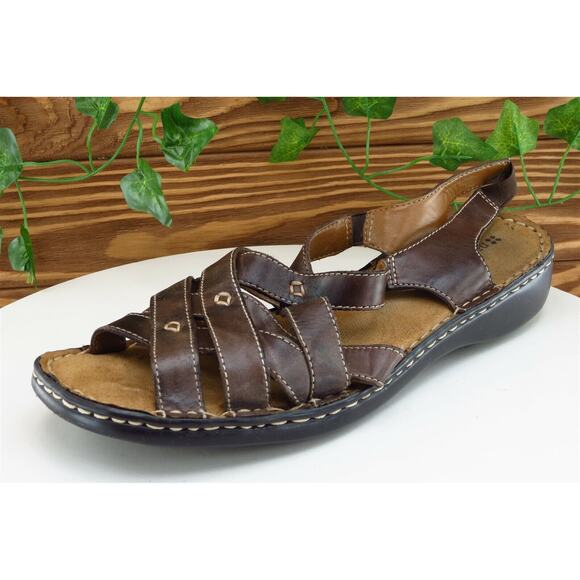Naturalizer Sz 9.5 M Brown Strappy Leather Women‎ Sandals Craft 4 - Picture 1 of 8